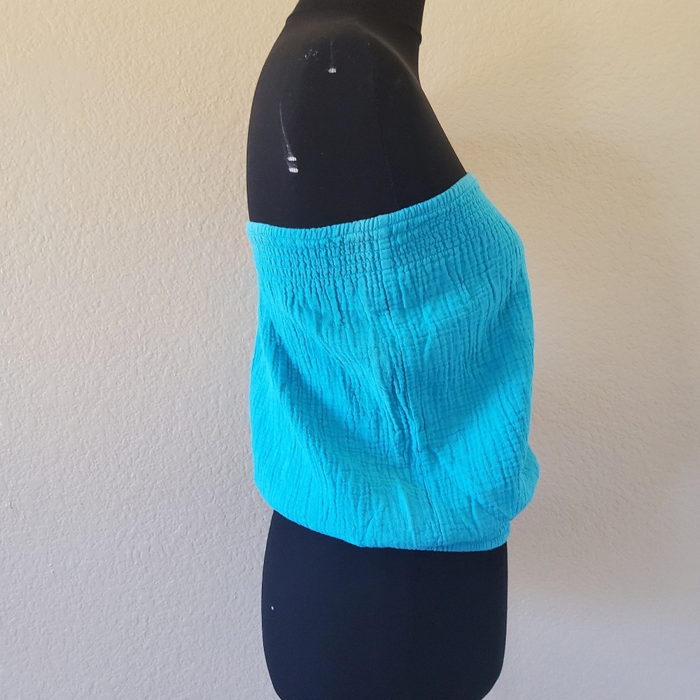 Bobi Strapless Cotton Gauze Tube Top Size M or S  Surf Blue Mermaid Color NWT - Picture 4 of 13